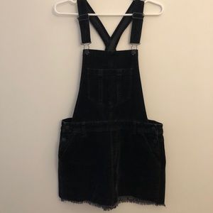 Black denim overalls